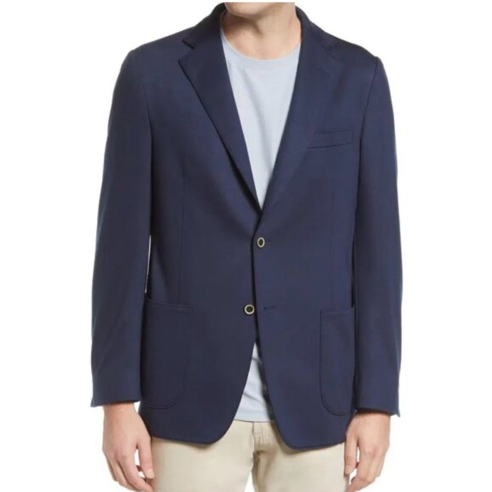 Samuelsohn Loro Piana Rain System Fabric Wool Navy Sport Coat Blazer 44R